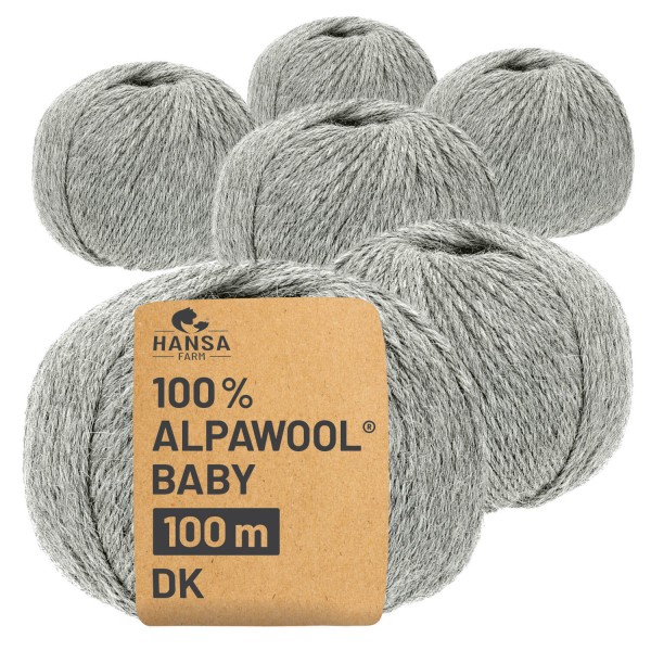 Alpawool® Baby 100 DK NFA10 - 6x50g Alpakawolle Hellgrau