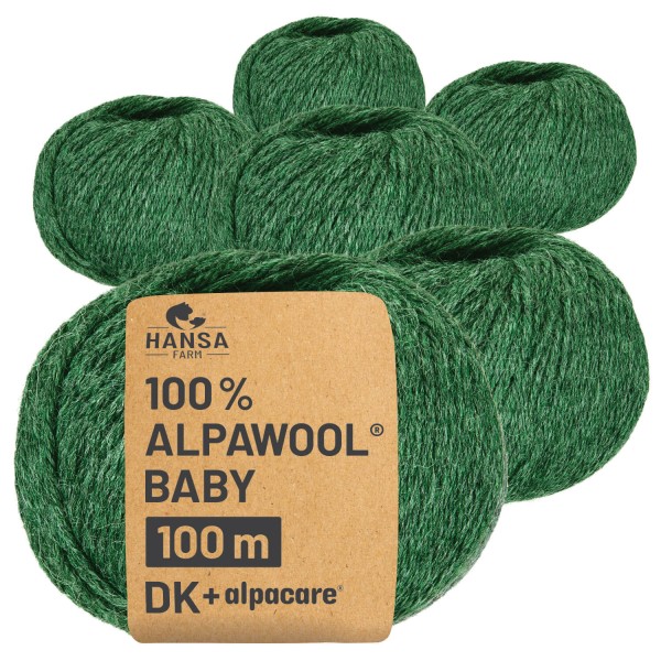 Alpawool® Baby 100 DK waschbar HF275 - 6x50g Alpakawolle Smaragd Melange