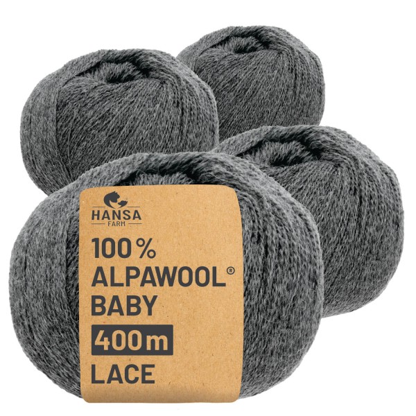 Alpawool® Baby 400 Lace NFA12 - 4x50g Alpakawolle Dunkelgrau