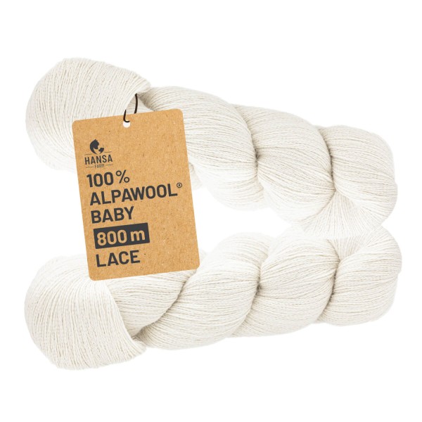 Alpawool® Baby 400 Lace NFA01HK - 2x100g Alpakawolle Natur Zopf