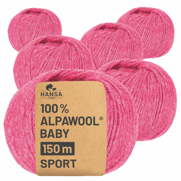Alpawool® Baby 150 Sport HF191 - 6x50g Alpakawolle Himbeersahne Melange