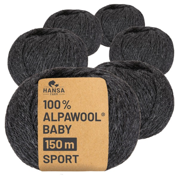 Alpawool® Baby 150 Sport NFA14 - 6x50g Alpakawolle Anthrazit