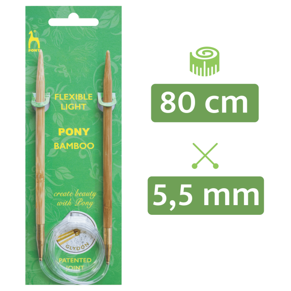 PONY® Bamboo Rundstricknadel 5,50 mm / 80 cm