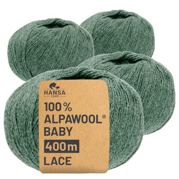 Alpawool® Baby 400 Lace HF275 - 4x50g Alpakawolle Smaragd Melange