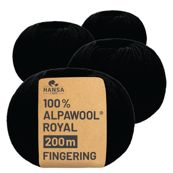 Alpawool® Royal 200 Fingering NFA15 - 4x50g Alpakawolle Schwarz
