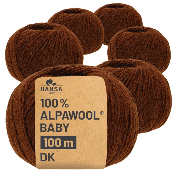 Alpawool® Baby 100 DK CF117 - 6x50g Alpakawolle Earth Brown