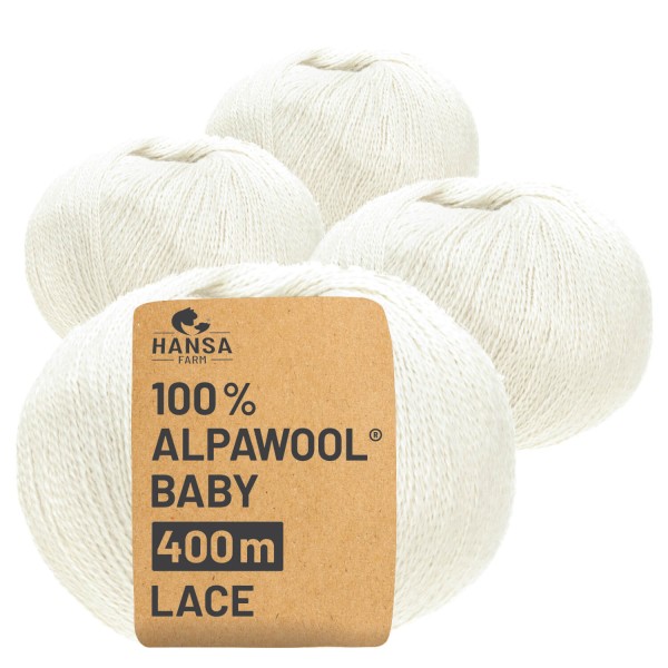 Alpawool® Baby 400 Lace NFA01 - 4x50g Alpakawolle Natur