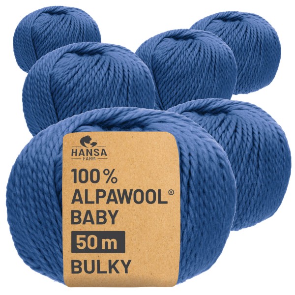 Alpawool® Baby 50 Bulky CF245 - 6x50g Alpakawolle Jeansblau