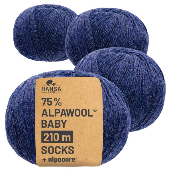 Alpawool® Baby Socks waschbar HF236 - 4x56g Alpakawolle Dunkelblau Melange