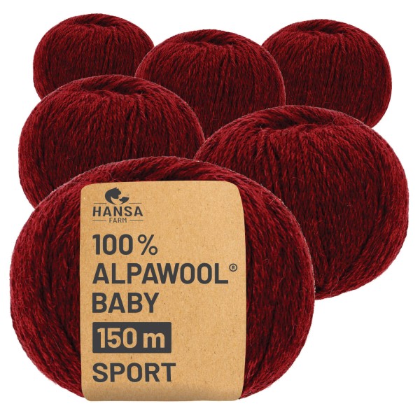 Alpawool® Baby 150 Sport HF179 - 6x50g Alpakawolle Weinrot Melange