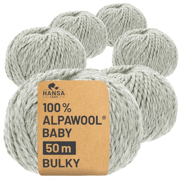 Alpawool® Baby 50 Bulky NFA09 - 6x50g Alpakawolle Silbergrau