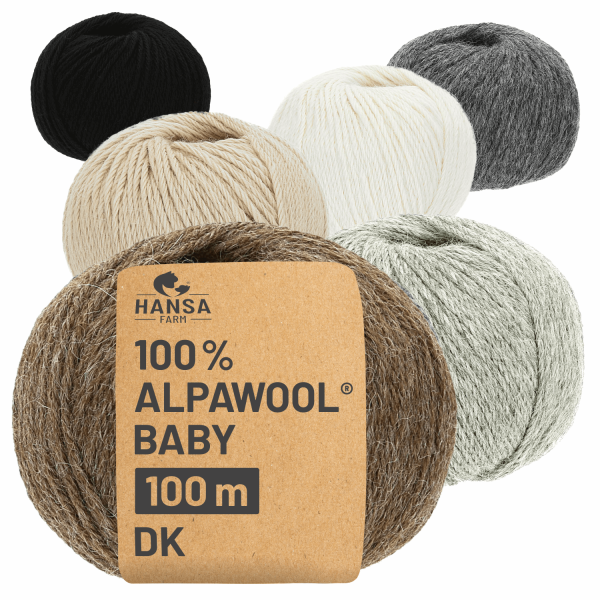 Alpawool® Baby 100 DK Mix - 6x50g Alpakawolle Natur Mix-Set