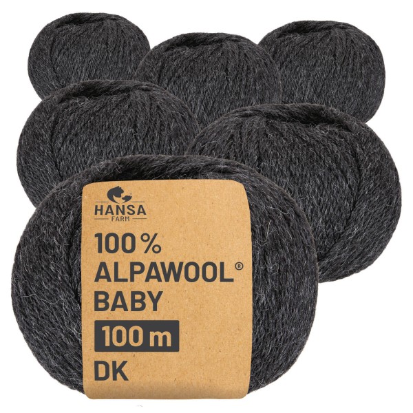 Alpawool® Baby 100 DK NFA14 - 6x50g Alpakawolle Anthrazit