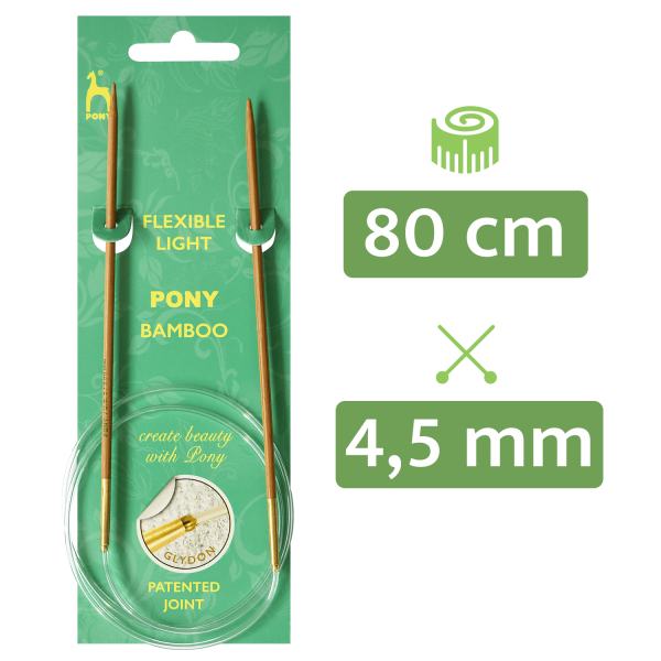 PONY® Bamboo Rundstricknadel 4,50 mm / 80 cm