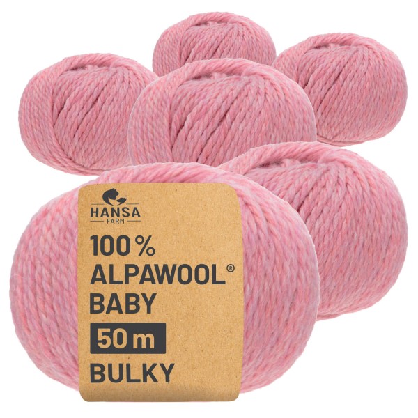 Alpawool® Baby 50 Bulky HF161 - 6x50g Alpakawolle Perlrosa Melange