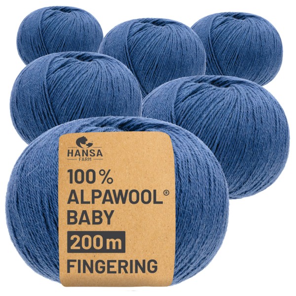 Alpawool® Baby 200 Fingering CF245 - 6x50g Alpakawolle Jeansblau