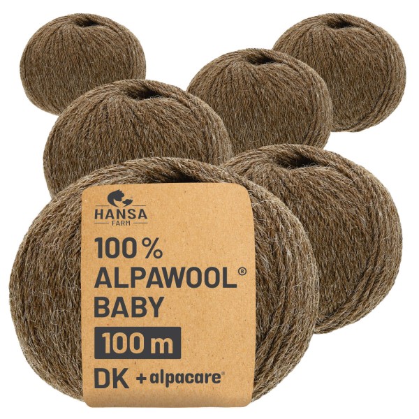 Alpawool® Baby 100 DK waschbar NFA06 - 6x50g Alpakawolle Braun