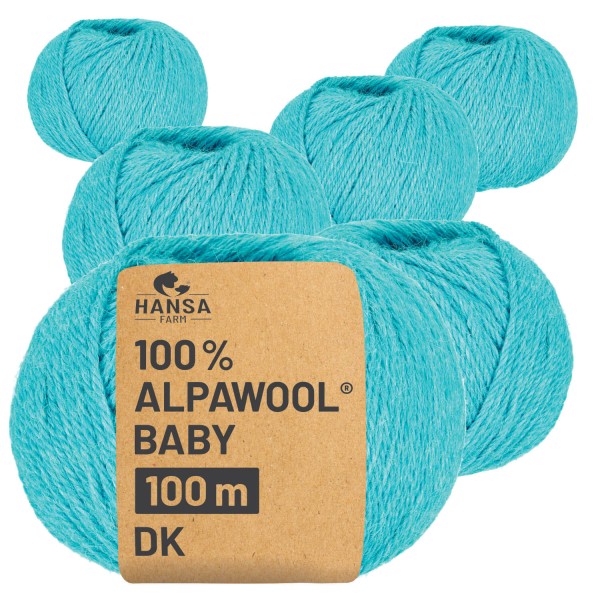 Alpawool® Baby 100 DK HF255 - 6x50g Alpakawolle Lagune Melange