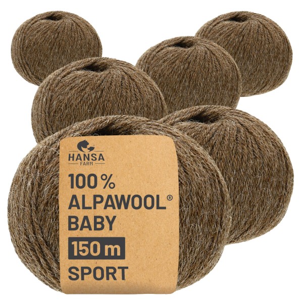 Alpawool® Baby 150 Sport NFA06 - 6x50g Alpakawolle Braun