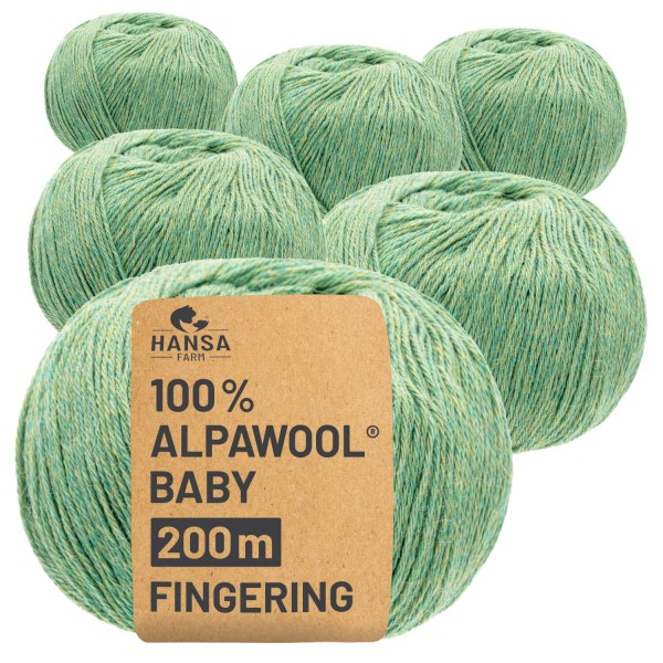 Alpawool® Baby 200 Fingering HF283 - 6x50g Alpakawolle Lindenblüte Melange