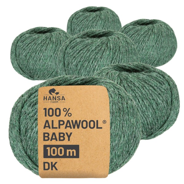 Alpawool® Baby 100 DK HF275 - 6x50g Alpakawolle Smaragd Melange