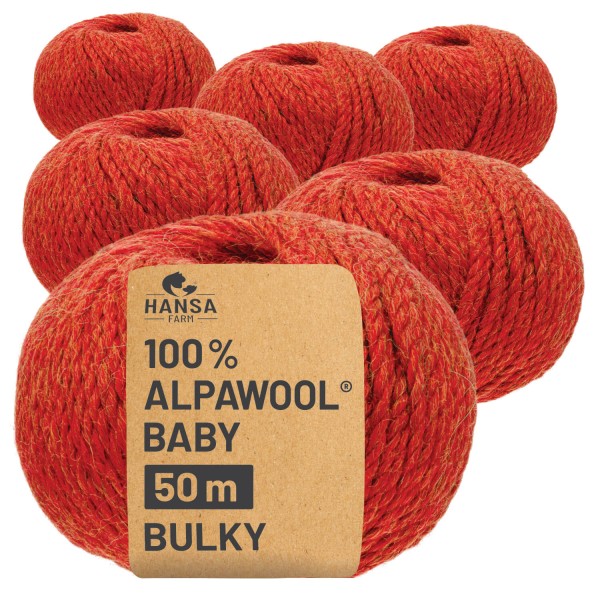 Alpawool® Baby 50 Bulky HF149 - 6x50g Alpakawolle Orange Melange