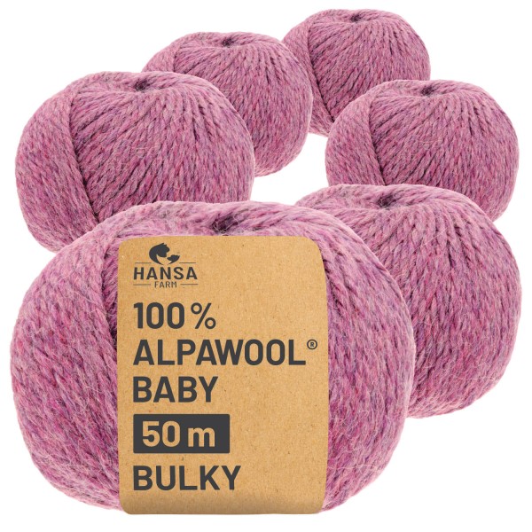 Alpawool® Baby 50 Bulky HF197 - 6x50g Alpakawolle Beere Melange