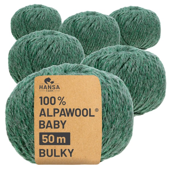 Alpawool® Baby 50 Bulky HF275 - 6x50g Alpakawolle Smaragd Melange