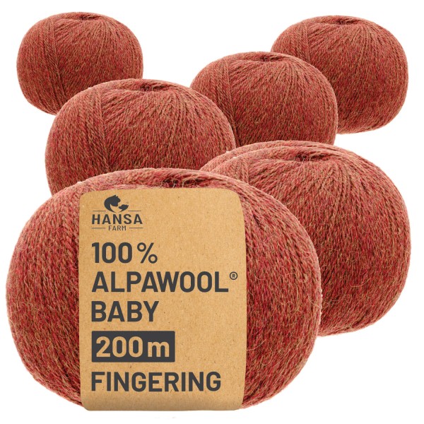 Alpawool® Baby 200 Fingering HF158 - 6x50g Alpakawolle Herbstlaub Melange