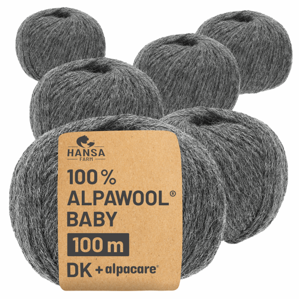 300g Baby Alpakawolle alpacare® DK Dunkelgrau (NFA12)