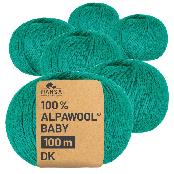 Alpawool® Baby 100 DK CF266 - 6x50g Alpakawolle Hot Turquoise