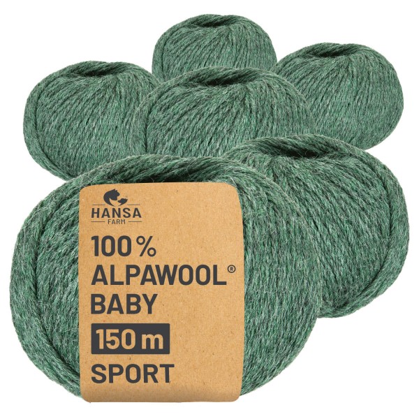 Alpawool® Baby 150 Sport HF275 - 6x50g Alpakawolle Smaragd Melange