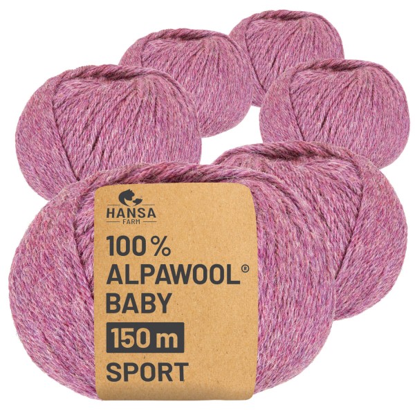 Alpawool® Baby 150 Sport HF197 - 6x50g Alpakawolle Beere Melange
