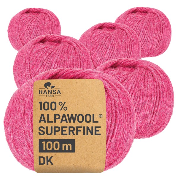 Alpawool® Superfine 100 DK HF191 - 6x50g Alpakawolle Himbeersahne Melange