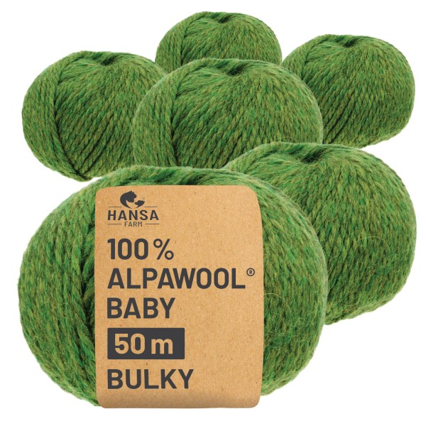 Alpawool® Baby 50 Bulky HF285 - 6x50g Alpakawolle Mittelgrün Melange