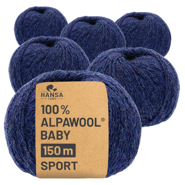 Alpawool® Baby 150 Sport HF236 - 6x50g Alpakawolle Dunkelblau Melange