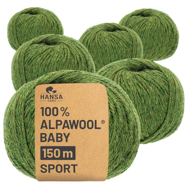 Alpawool® Baby 150 Sport HF285 - 6x50g Alpakawolle Mittelgrün Melange