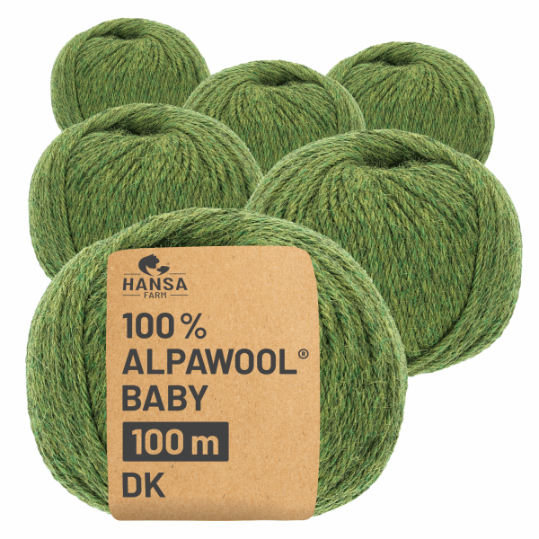Alpawool® Baby 100 DK HF285 - 6x50g Alpakawolle Mittelgrün Melange