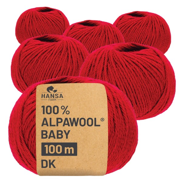 Alpawool® Baby 100 DK CF177 - 6x50g Alpakawolle Rot