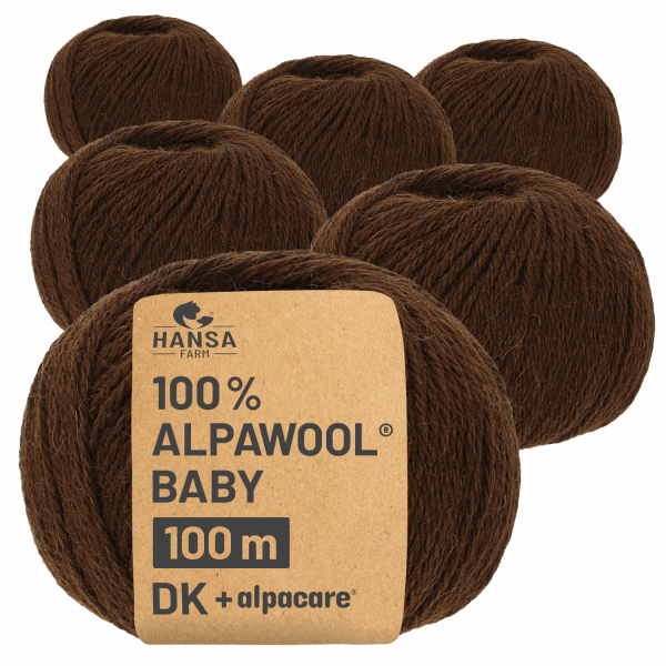 Alpawool® Baby 100 DK waschbar NFA08 - 6x50g Alpakawolle Schoko