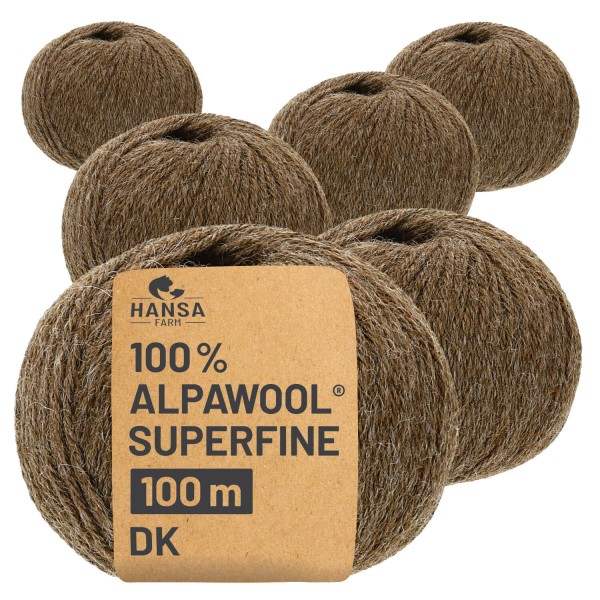 Alpawool® Superfine 100 DK NFA06 - 6x50g Alpakawolle Braun