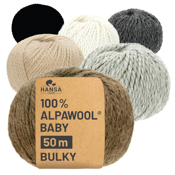Alpawool® Baby 50 Bulky Mix - 6x50g Alpakawolle Natur Mix-Set