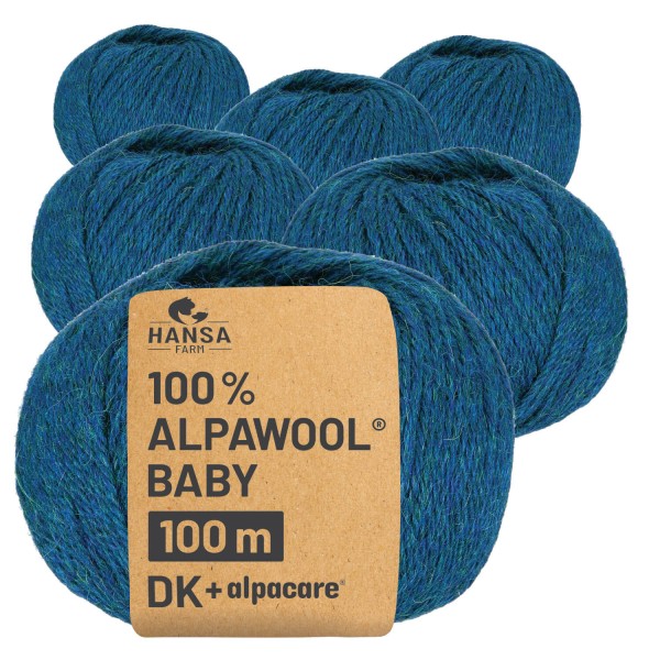 Alpawool® Baby 100 DK waschbar HF259 - 6x50g Alpakawolle Deep Ocean Melange
