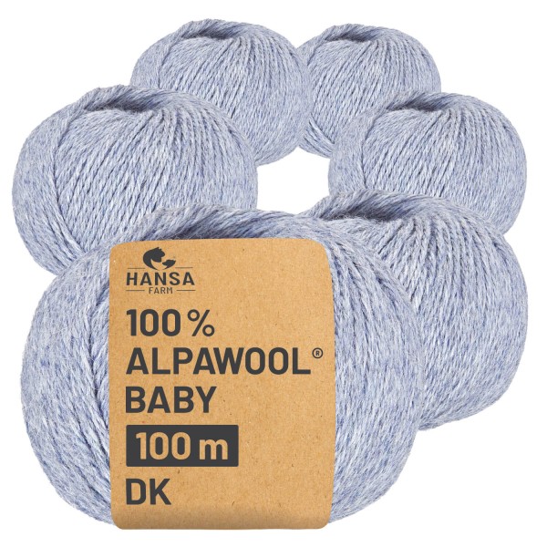 Alpawool® Baby 100 DK HF241 - 6x50g Alpakawolle Gletscher Melange