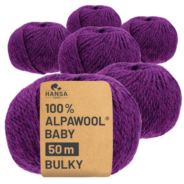 Alpawool® Baby 50 Bulky HF204 - 6x50g Alpakawolle Lila Melange