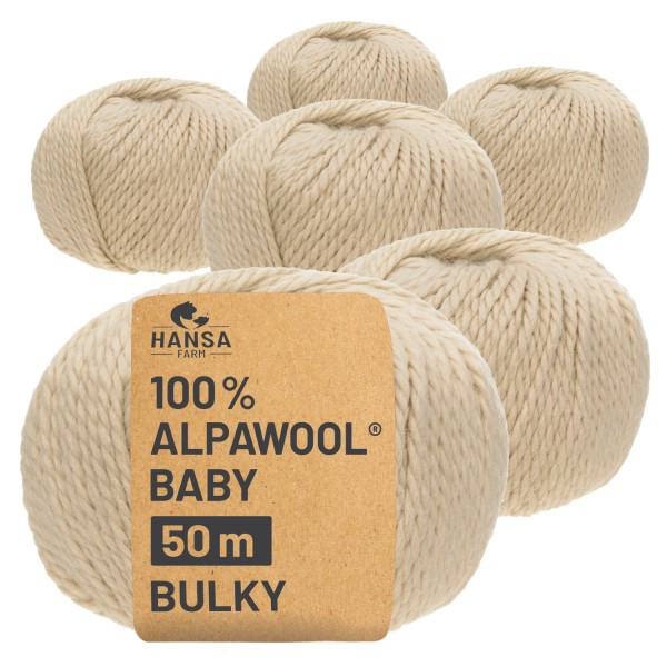 Alpawool® Baby 50 Bulky NFA02 - 6x50g Alpakawolle Beige