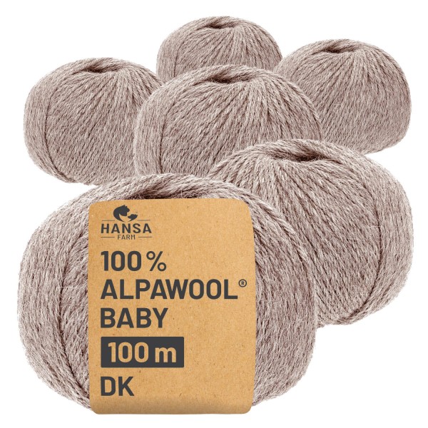 Alpawool® Baby 100 DK HF324 - 6x50g Alpakawolle Sand Melange