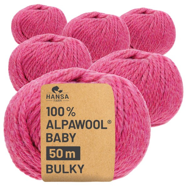 Alpawool® Baby 50 Bulky HF191 - 6x50g Alpakawolle Himbeersahne Melange