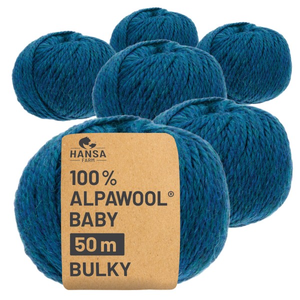 Alpawool® Baby 50 Bulky HF259 - 6x50g Alpakawolle Deep Ocean Melange