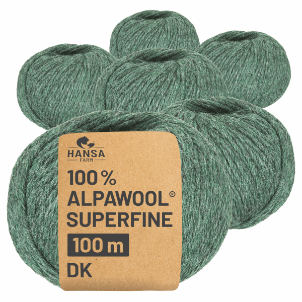 Alpawool® Superfine 100 DK HF275 - 6x50g Alpakawolle Smaragd Melange